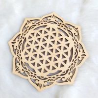 Dřevěný ornament 15 cm - Mandala - Lotosový květ