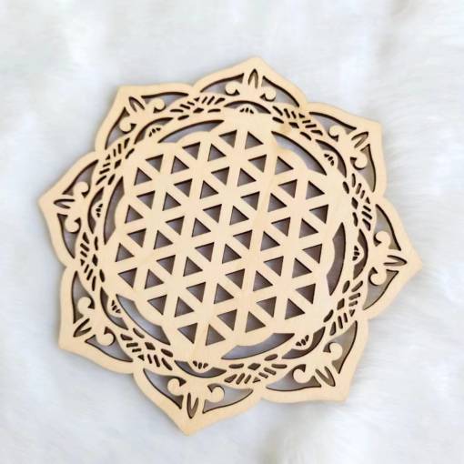 Foto - Dřevěný ornament 30 cm - Mandala - Lotosový květ