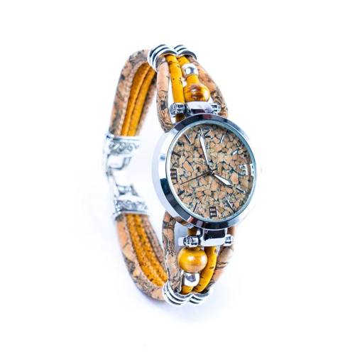Foto - Dámské korkové hodinky eco-friendly - Cara, žluté