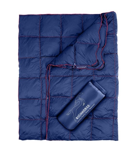 Outdoorová ultralehká péřová deka - Modrá, 192 x 132 cm